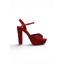 20101 Women Evening Platforms Slingback High Heels in Maroon